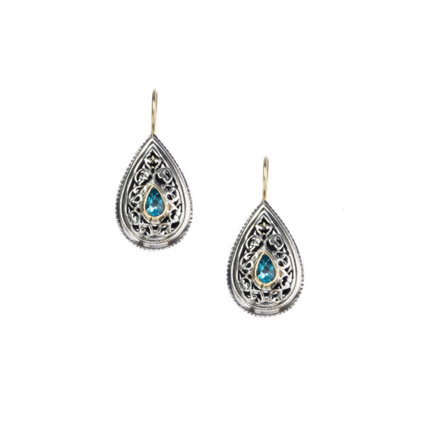 Tear Earrings in k18 Yellow Gold and Sterling Silver 925