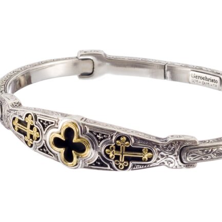 Triple Cross Bracelet in k18 Gold and Silver 6429a