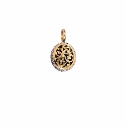 Filigree Oval Pendant for Ladies Yellow Gold k18 and Sterling Silver 925
