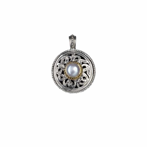 Filigree Round Pendant for Women’s Yellow Gold k18 and Sterling Silver 925