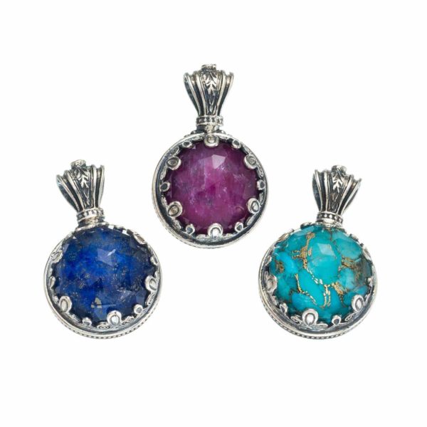 Round Color Pendant in Sterling Silver 925