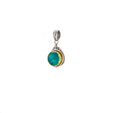 Round Pendant in Sterling Silver 925 with Gold plated parts