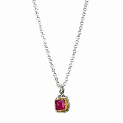 Square Pendant in Sterling Silver 925 with Gold plated parts
