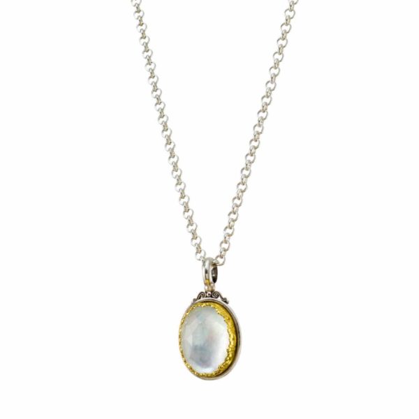 Oval Pendant in Sterling Silver 925 with Gold plated parts - Image 3