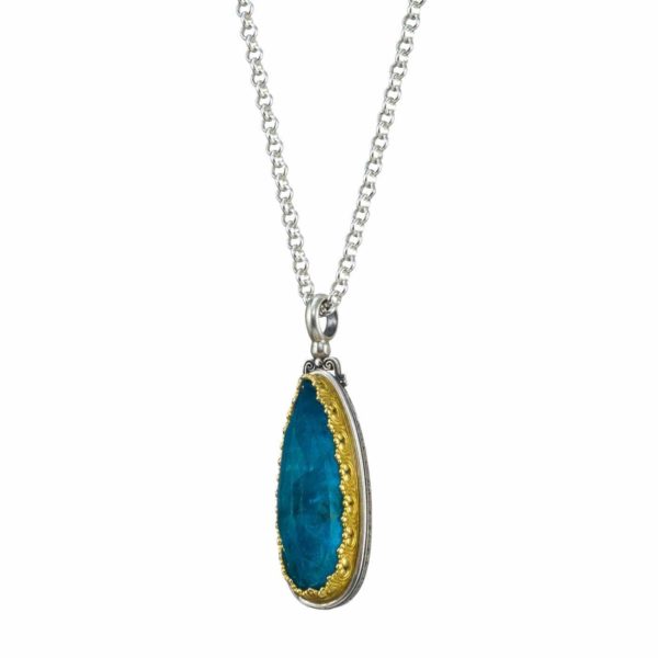 Tear-Drop Pendant in Sterling Silver 925 with Gold plated parts