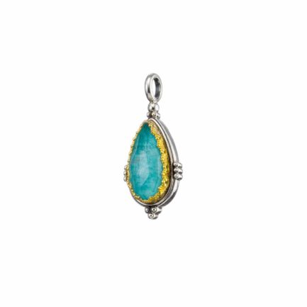 Tear-Drop Pendant in Sterling Silver 925 with Gold plated parts