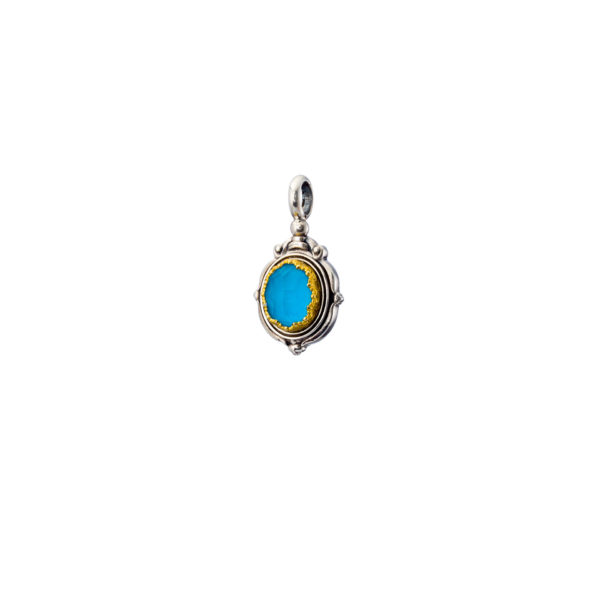 Oval Pendant in Sterling Silver 925 with Gold plated parts