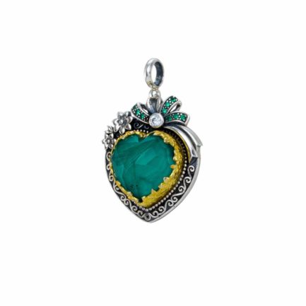 Heart Pendant in Sterling Silver 925 with Gold plated parts