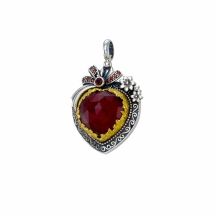 Heart Pendant in Sterling Silver 925 with Gold plated parts