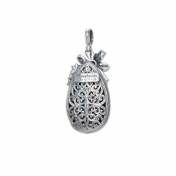 Tear-Drop Pendant in Sterling Silver 925 with Gold plated parts - Image 2