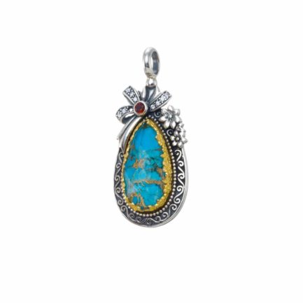 Tear-Drop Pendant in Sterling Silver 925 with Gold plated parts