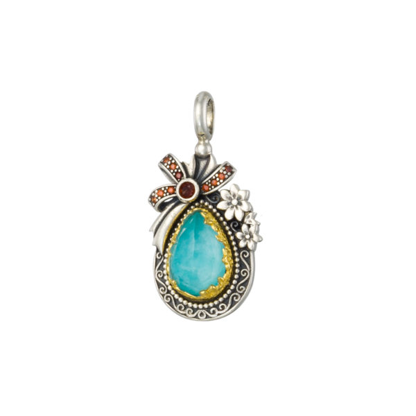 Tear-Drop Pendant in Sterling Silver 925 with Gold plated parts - Image 2