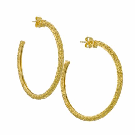 Large Hoop Earrings 3.7cm in Gold plated Sterling Silver 925 Gift for Women