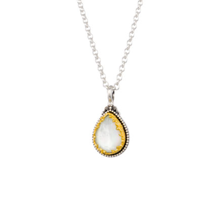 Tear-Drop Pendant in Sterling Silver 925 with Gold plated parts