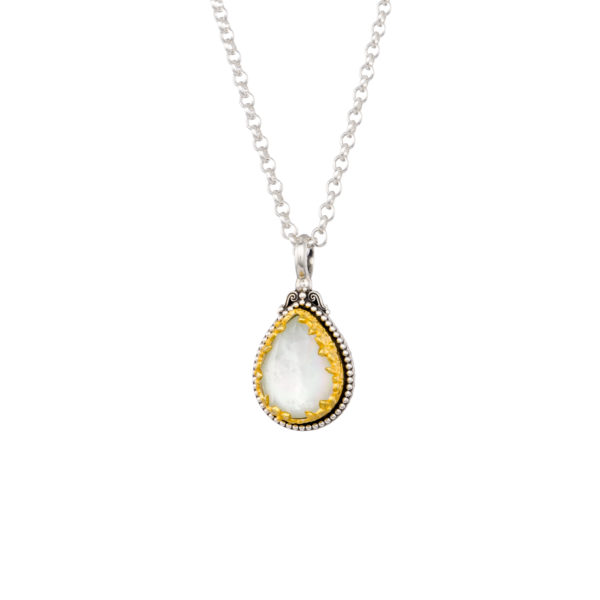 Tear-Drop Pendant in Sterling Silver 925 with Gold plated parts