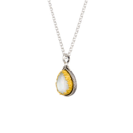 Tear-Drop Pendant in Sterling Silver 925 with Gold plated parts