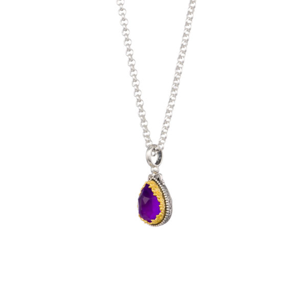 Tear-Drop Pendant in Sterling Silver 925 with Gold plated parts - Image 2