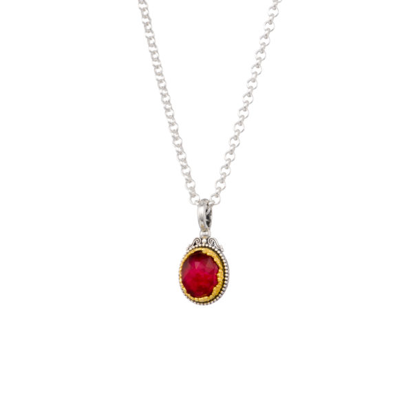 Oval Pendant in Sterling Silver 925 with Gold plated parts