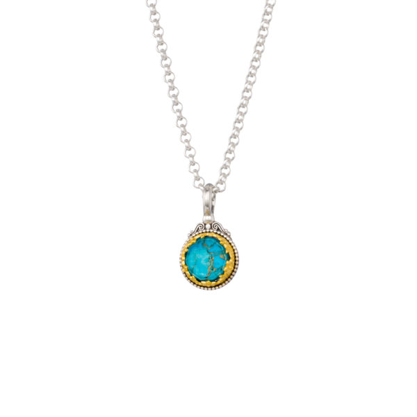 Round Pendant in Sterling Silver 925 with Gold plated parts - Image 3