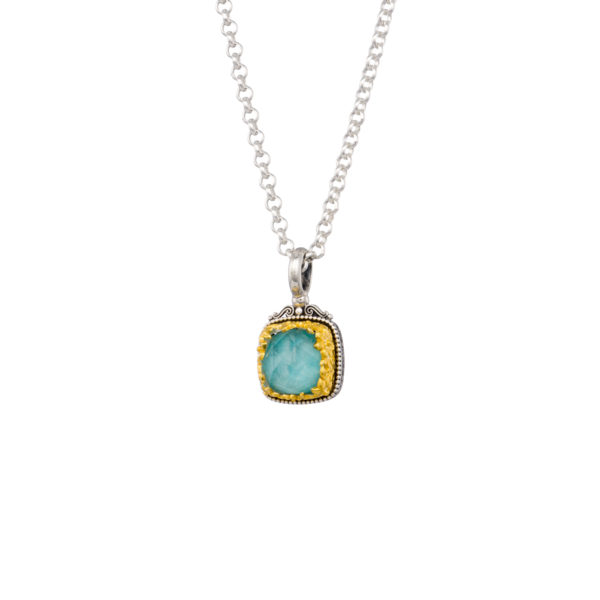 Square Pendant in Sterling Silver 925 with Gold plated parts - Image 3