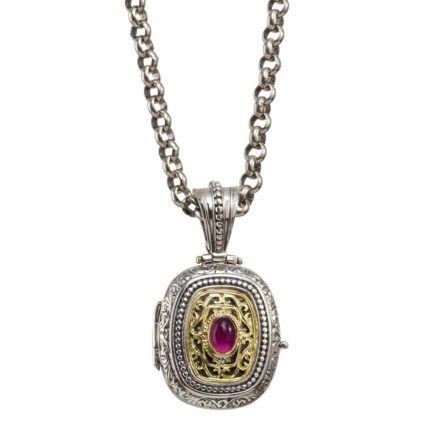Byzantine Locket Pendant 18k Yellow Gold and Sterling silver
