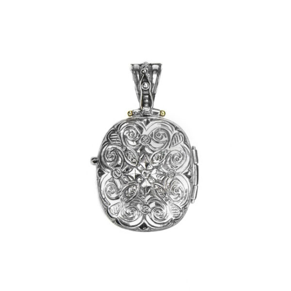 Byzantine Locket Pendant with Cross 18k Yellow Gold and Sterling silver - Image 4