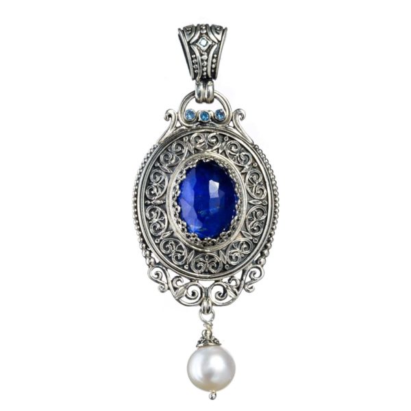 Oval Pendant Pearl Drop in Sterling Silver 925 - Image 3