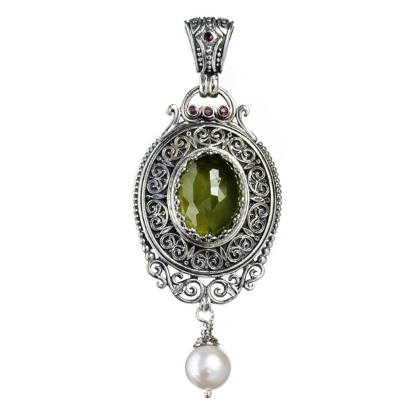 Oval Pendant Pearl Drop in Sterling Silver 925 - Image 4