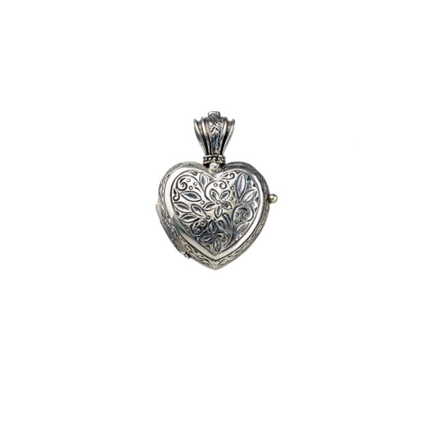 Locket Byzantine Heart Pendant Engraved Sterling silver 925