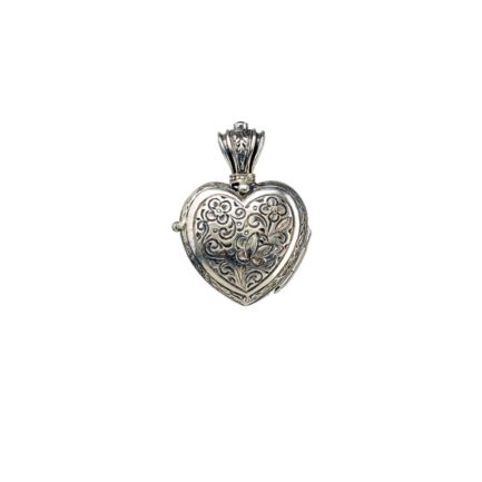 Locket Byzantine Heart Pendant Engraved Sterling silver 925