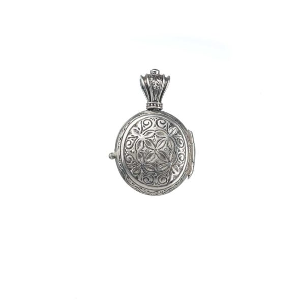 Oval Locket Pendant Small Photo Byzantine in Sterling Silver 925 - Image 2