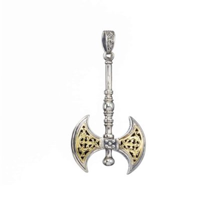 Minoan Double Axe Men’s Pendant 18k Yellow Gold and Sterling silver