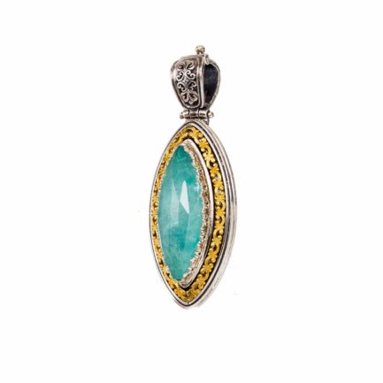Navette Color Pendant in Sterling Silver 925 with Gold plated parts
