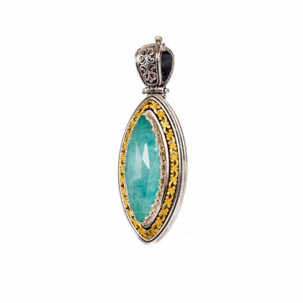 Navette Color Pendant in Sterling Silver 925 with Gold plated parts - Image 2