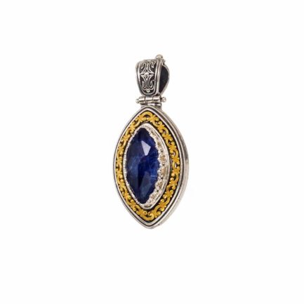 Navette Color Pendant in Sterling Silver 925 with Gold plated parts