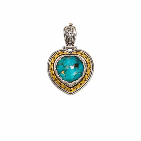Heart Color Pendant in Sterling Silver 925 with Gold plated parts