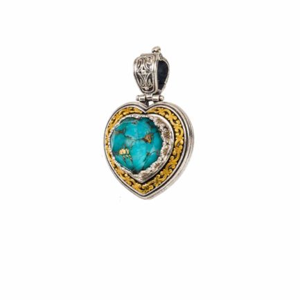 Heart Color Pendant in Sterling Silver 925 with Gold plated parts