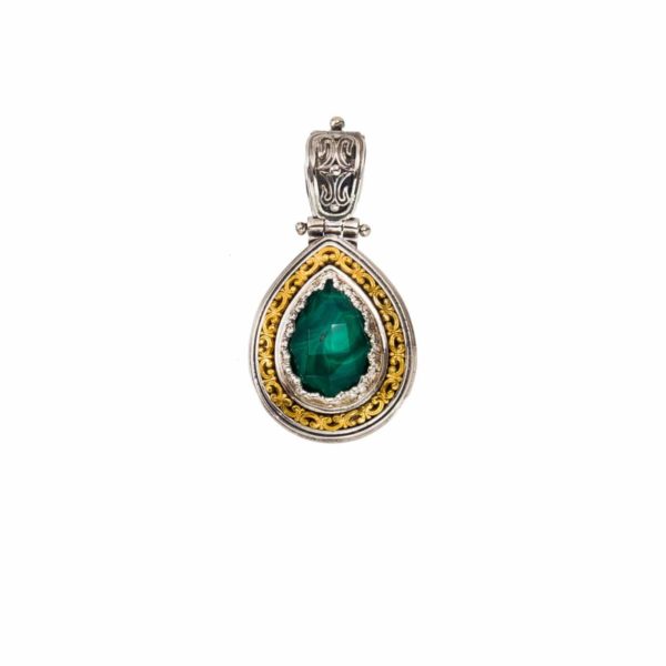 Tear-Drop Color Pendant in Sterling Silver 925 with Gold plated parts
