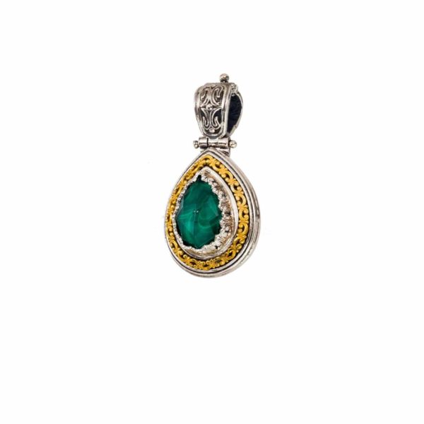 Tear-Drop Color Pendant in Sterling Silver 925 with Gold plated parts - Image 2