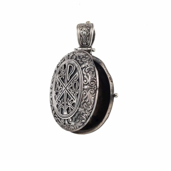 Chi Rho Byzantine Locket Oval Pendant in Sterling silver 925 - Image 2