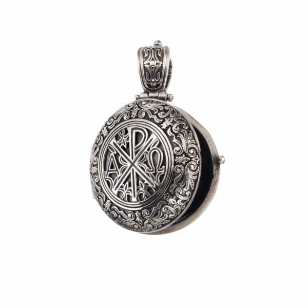 Chi Rho Byzantine Locket Round Pendant in Sterling silver 925 - Image 2