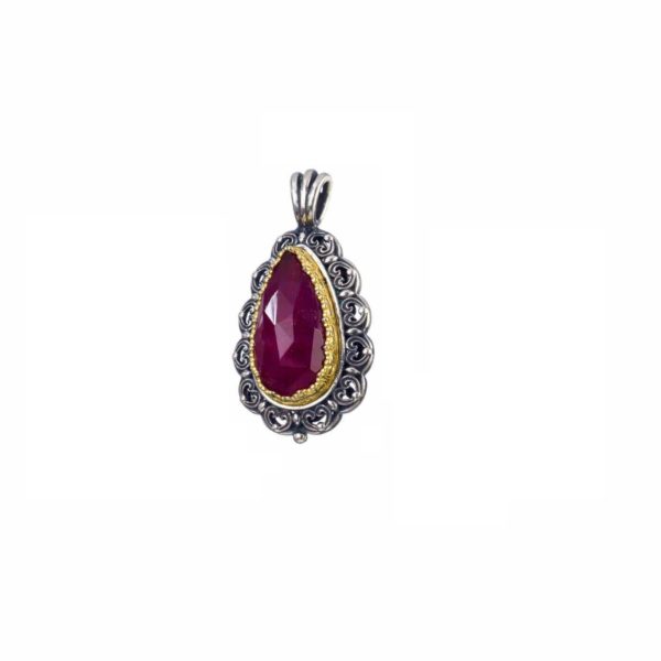 Tear-Drop Color Pendant in Sterling Silver 925 with Gold plated parts - Image 4