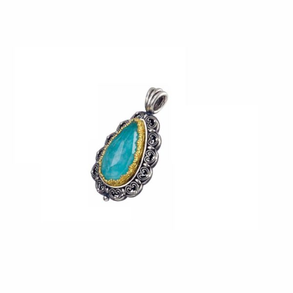 Tear-Drop Color Pendant in Sterling Silver 925 with Gold plated parts - Image 5