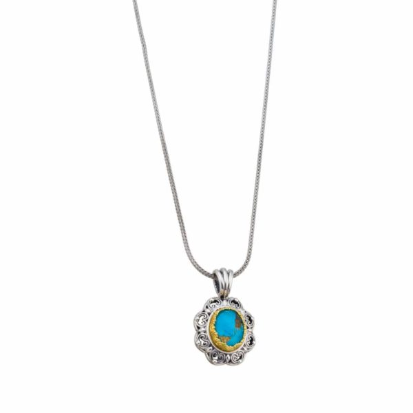 Oval Color Pendant in Sterling Silver 925 with Gold Plated Parts - Image 4