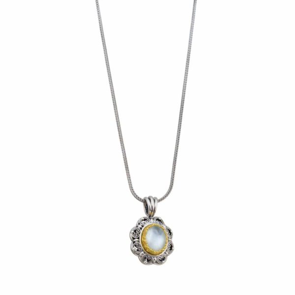 Oval Color Pendant in Sterling Silver 925 with Gold Plated Parts - Image 6