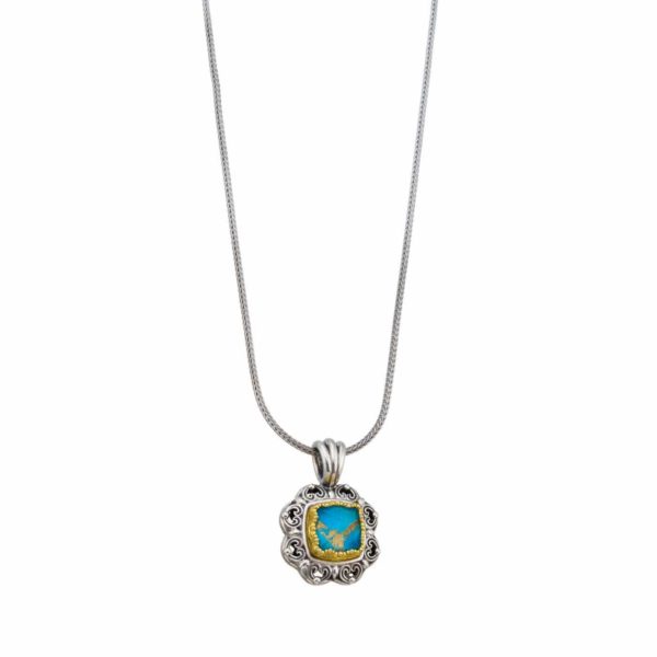 Square Color Pendant in Sterling Silver 925 with Gold Plated Parts - Image 3