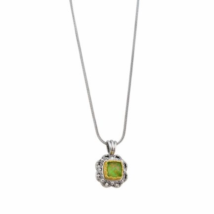 Square Color Pendant in Sterling Silver 925 with Gold Plated Parts