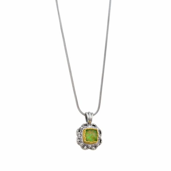 Square Color Pendant in Sterling Silver 925 with Gold Plated Parts - Image 2