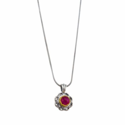 Round Color Pendant in Sterling Silver 925 with Gold Plated Parts