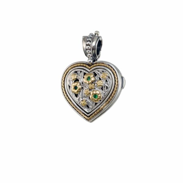 Heart Locket Medium Pendant Filigree Flower Photo Remembrance